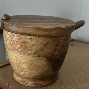 🍂Wooden Lidded Jar with Spoon